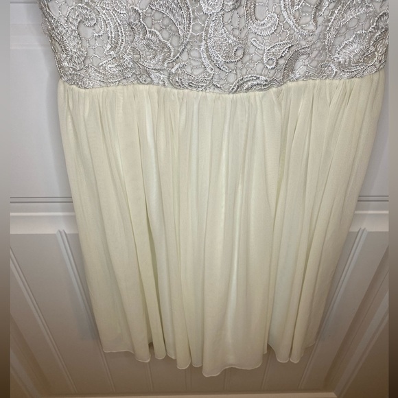 Francesca’s Ivort/Cream Sleeveless Drop Waist lace mini dress - Picture 4 of 7